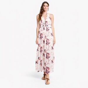 ABBELINE Women’s Boho Maxi Dress Floral Pink & White  Dress Size Medium
